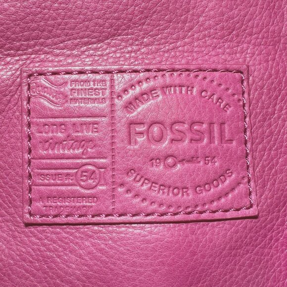 Fossil Hot Pink Crossbody Leather Purse/Bag-Lots of Compartments-Canvas Mix Srap - Picture 5 of 16
